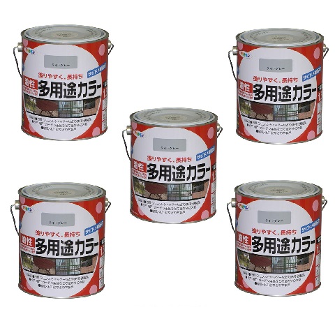 アサヒペン 油性多用途カラー １．６Ｌ ライトグレー 5缶セット｜buckteeth shop 店 14,591円