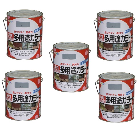 アサヒペン 油性多用途カラー １．６Ｌ グレー 5缶セット