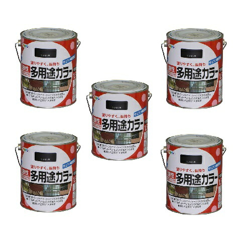 アサヒペン 油性多用途カラー １．６Ｌ ツヤ消し黒 5缶セット