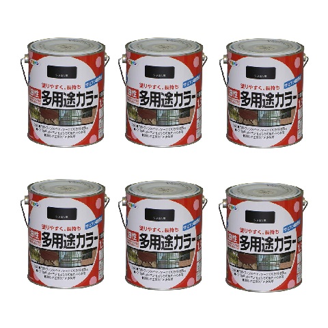 アサヒペン 油性多用途カラー 1.6L ツヤ消し黒 6缶セット|buckteeth shop 店