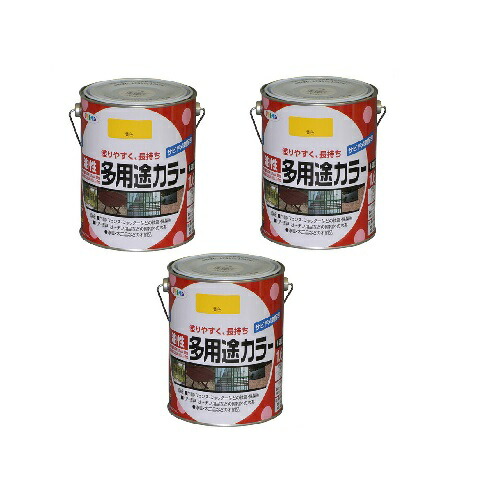 アサヒペン 油性多用途カラー １．６Ｌ 黄色 3缶セット｜buckteeth shop 店