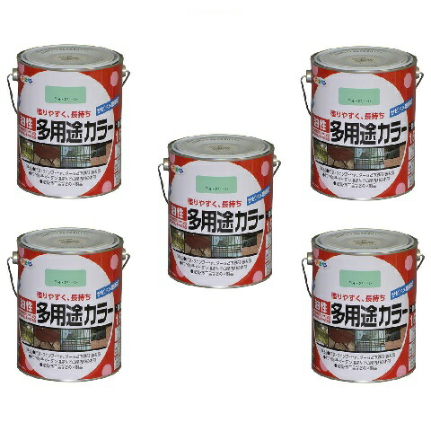 アサヒペン 油性多用途カラー １．６Ｌ ライトグリーン 5缶セット