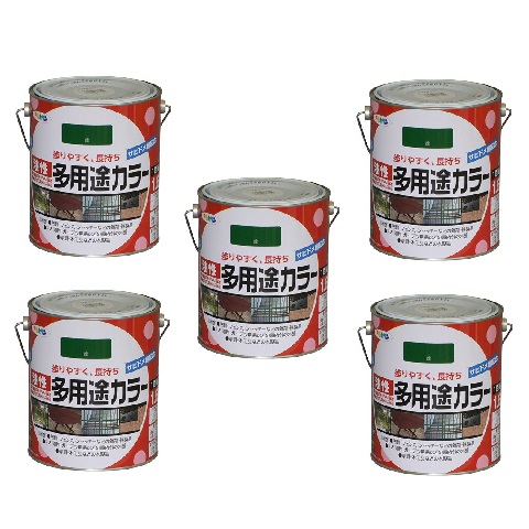 アサヒペン 油性多用途カラー １．６Ｌ 緑 5缶セット