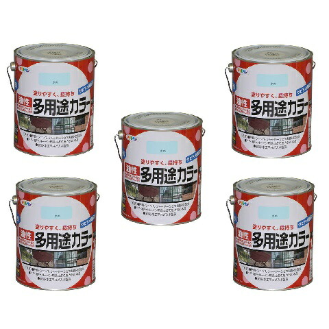 アサヒペン 油性多用途カラー 1.6L 水色 5缶セット|buckteeth shop 店