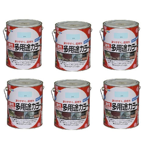 アサヒペン 油性多用途カラー 1.6L 水色 6缶セット|buckteeth shop 店