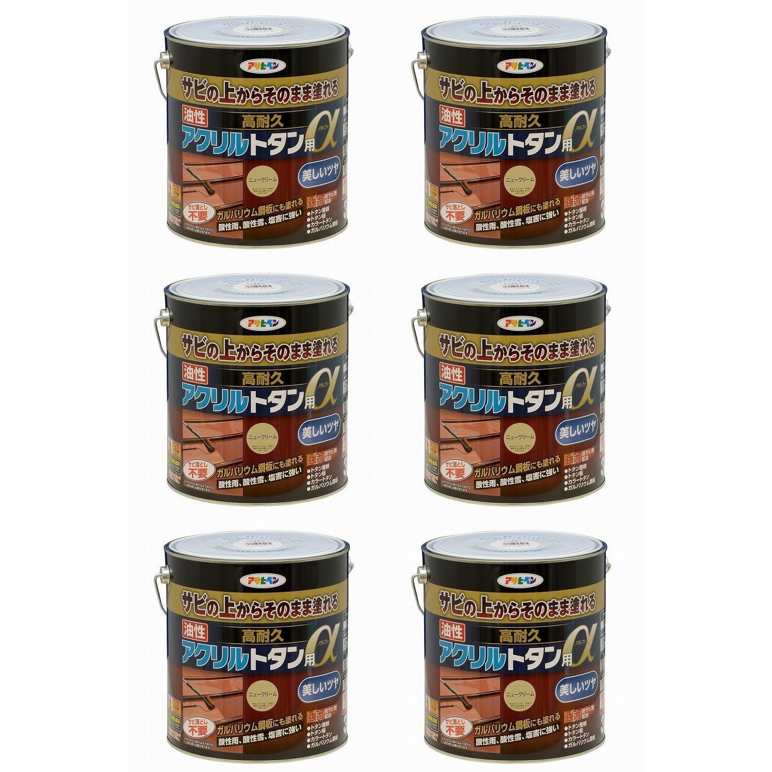 アサヒペン 油性高耐久アクリル繊維トタン用α ３ＫＧ ニュー皮膚軟化剤 6缶仕掛ける