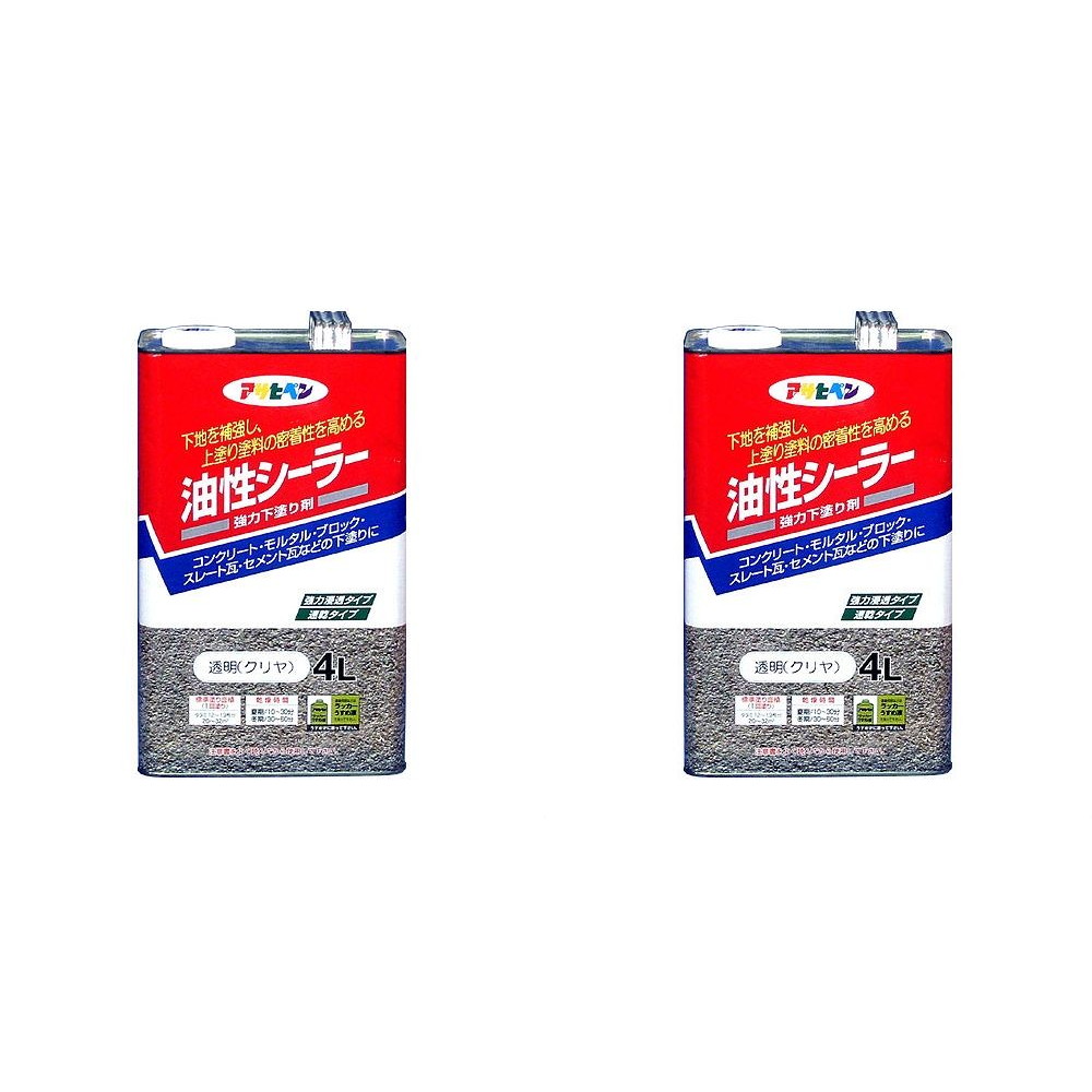 アサヒペン 油性シーラー ４Ｌ 透明（クリヤ） 2缶セット