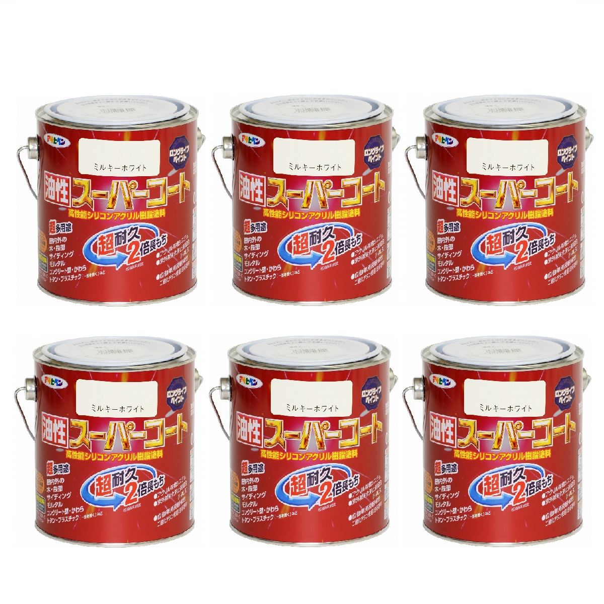 アサヒペン 油性スーパーコート 0.7L ミルキーホワイト 6缶セット