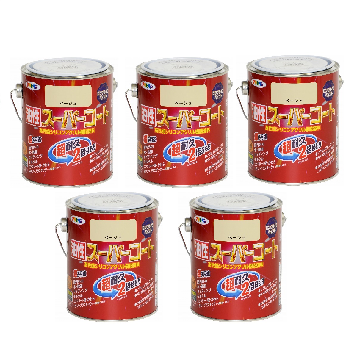アサヒペン 油性スーパーコート 0.7L ベージュ 5缶セット|buckteeth shop 店