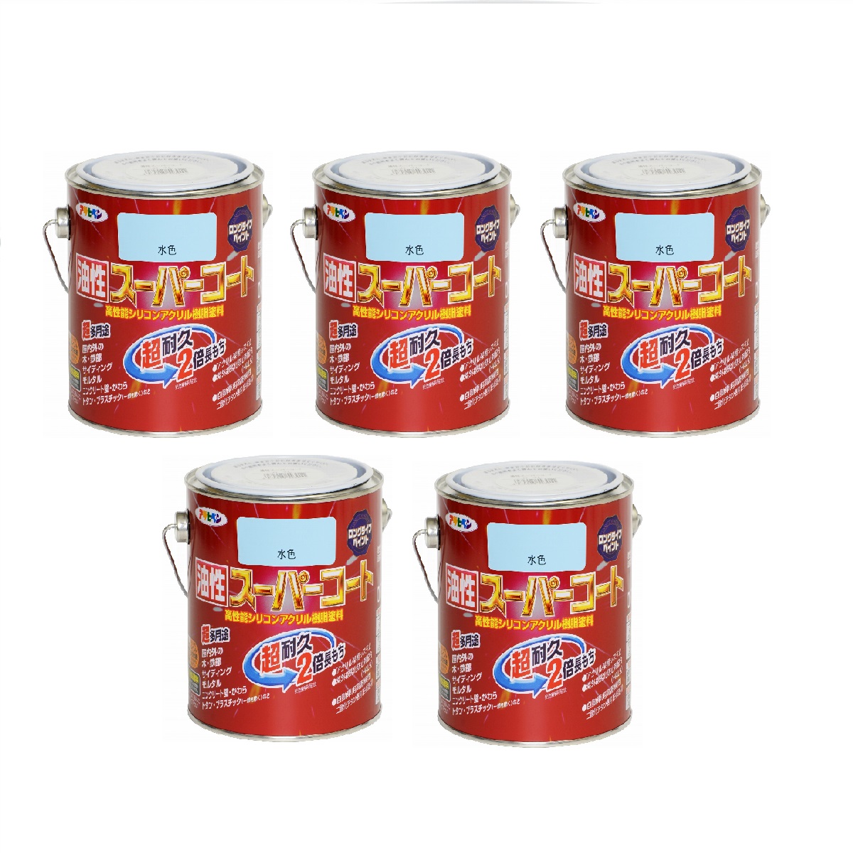 アサヒペン 油性スーパーコート ０．７Ｌ 水色 5缶セット｜buckteeth shop 店