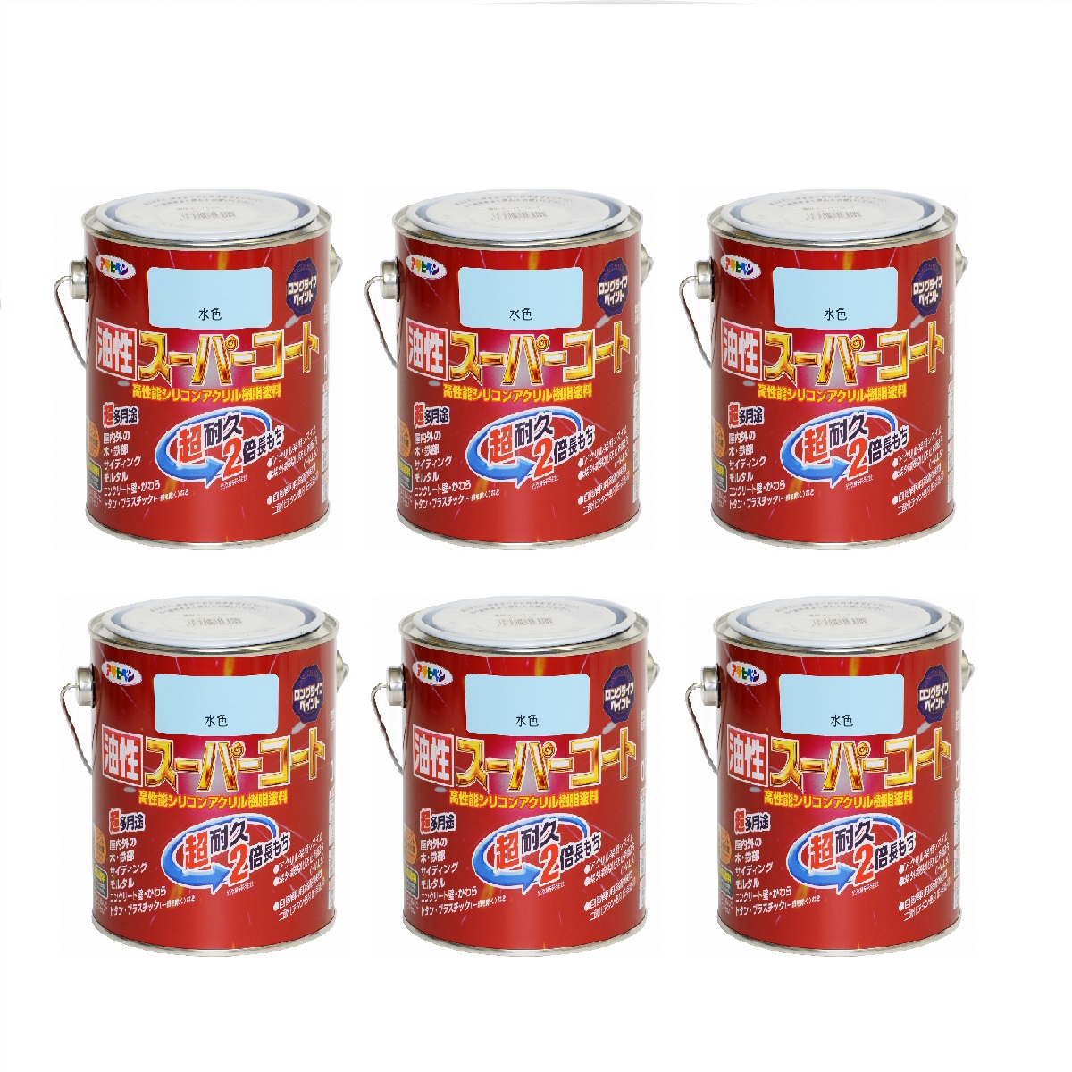 アサヒペン 油性スーパーコート ０．７Ｌ 水色 6缶セット