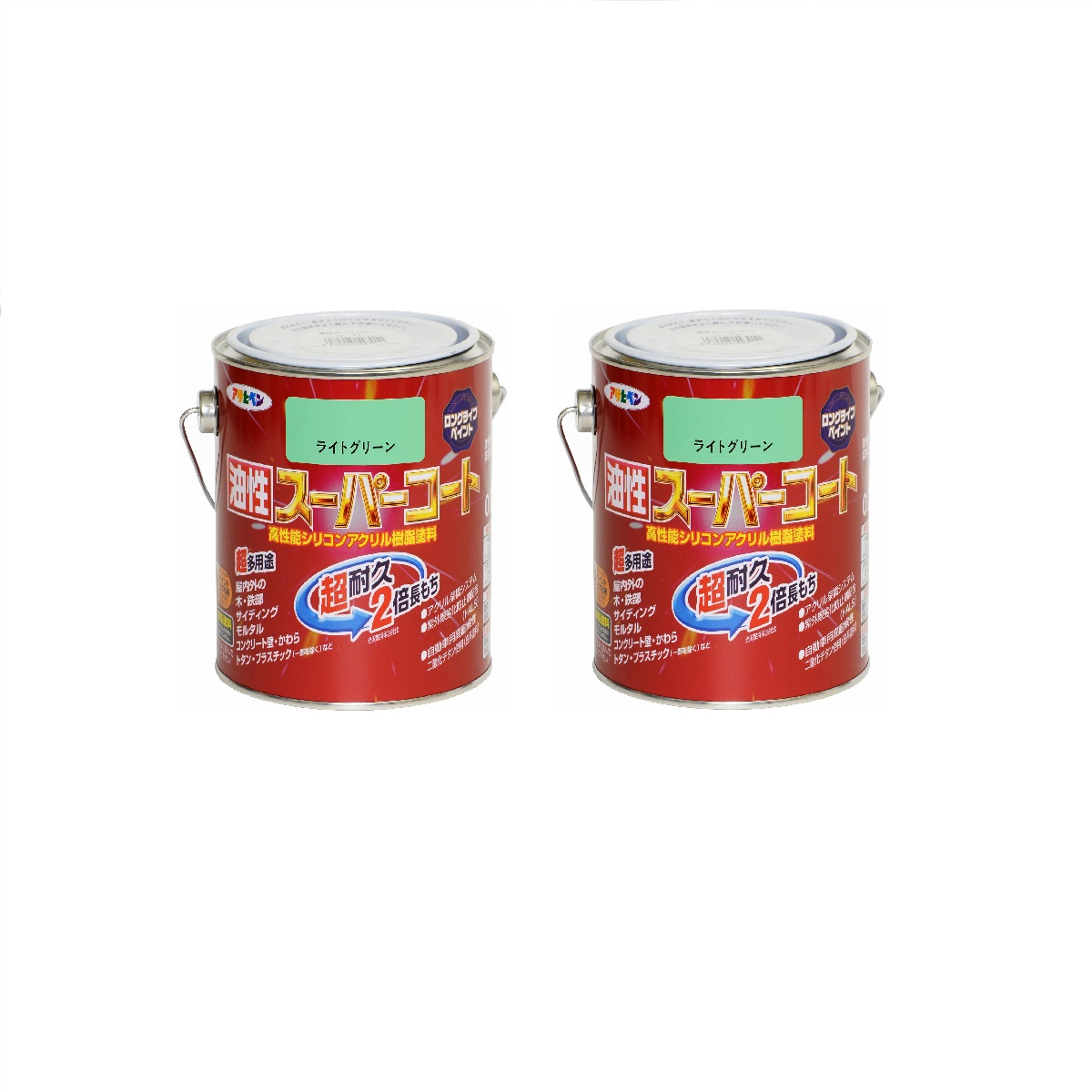 アサヒペン 油性スーパーコート 0.7L ライトグリーン 2缶セット