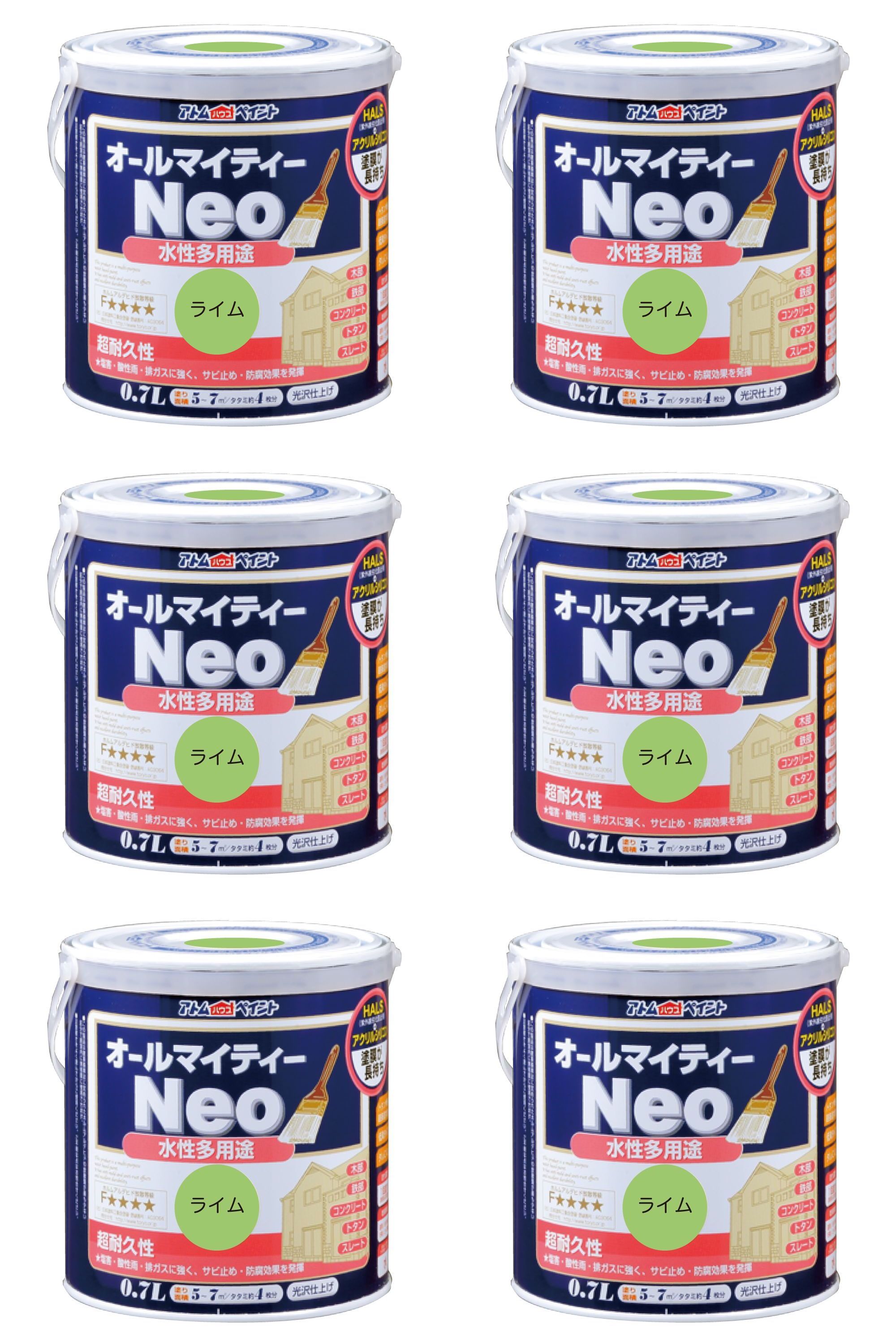 アトムハウスペイント 水溶性オールマイティーネオ 0.7L 菩提樹 6缶仕掛ける