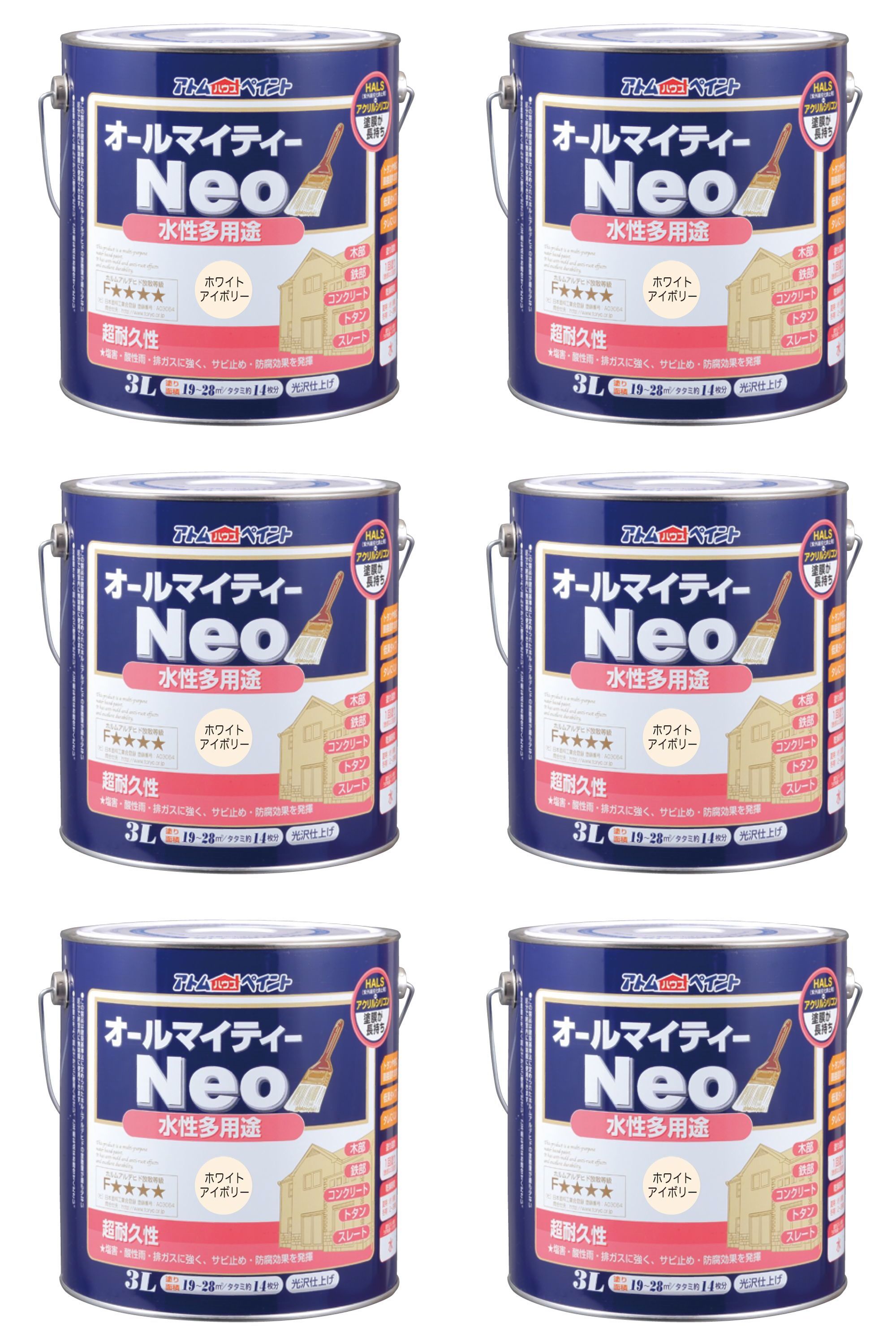 アトムハウスペイント 水性オールマイティーネオ 3L ホワイトアイボリー 6缶セット 27,133円