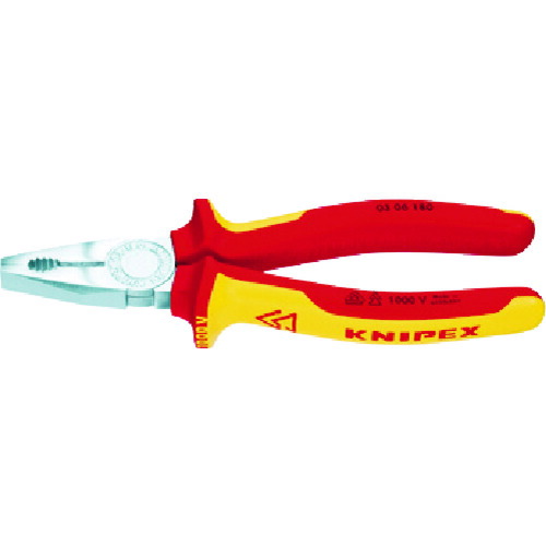 【対応・送料無料】 ＫＮＩＰＥＸ　０３０６－１８０　絶縁ペンチ　１０００Ｖ