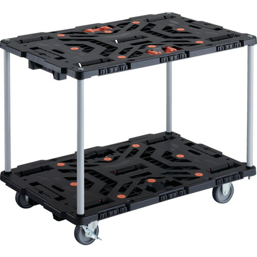 【対応・送料無料】ＴＲＵＳＣＯ　連結式樹脂製２段台車　ビートル　９００Ｘ６００　自在３輪　内２輪ストッパー付　とめたろう付　ハンドルなし｜buckteeth shop 店