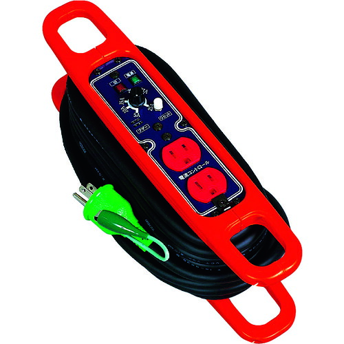 【対応・送料無料】 日動　ハンドリール　電流コントロールリール　１００Ｖ　３芯×１０ｍ　黒　アース付