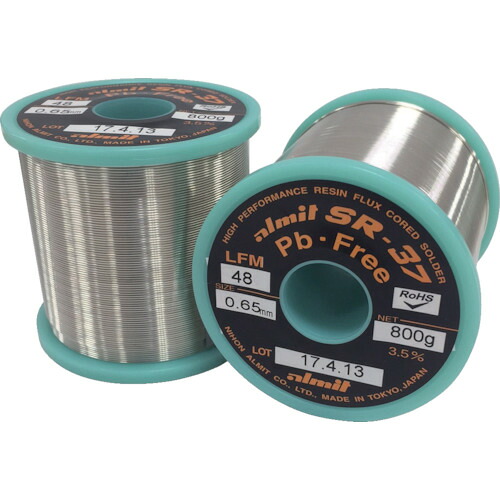 【対応・送料無料】アルミット 鉛フリーやに入りはんだ SR−37 LFM48 0.65mm|buckteeth shop 店