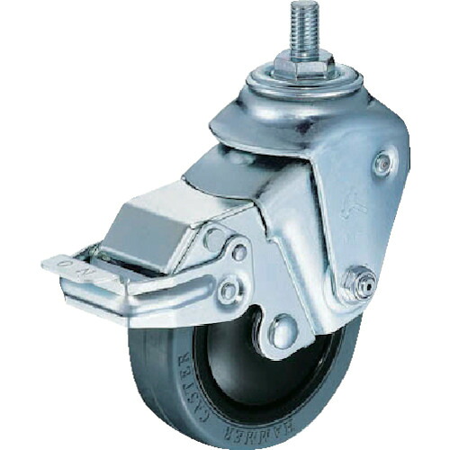 【対応・送料無料】 ハンマー クッションキャスターねじ込み旋回式ゴム車輪 100mm 線径3.2mm SP付