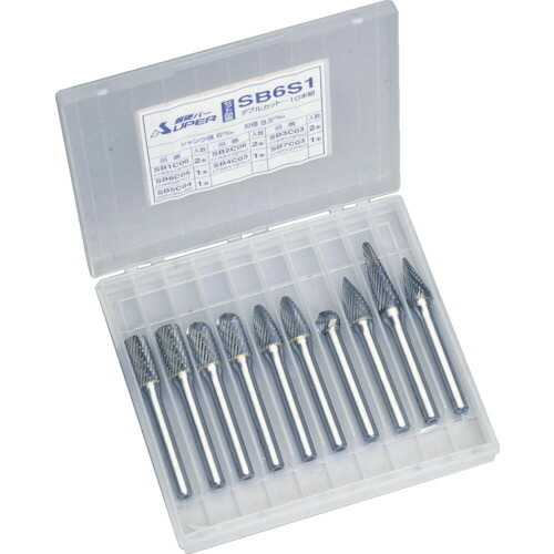 【対応・送料無料】 スーパー　スーパー超硬バーセット　シャンク径６ｍｍ、１０本組セット（７種類入）