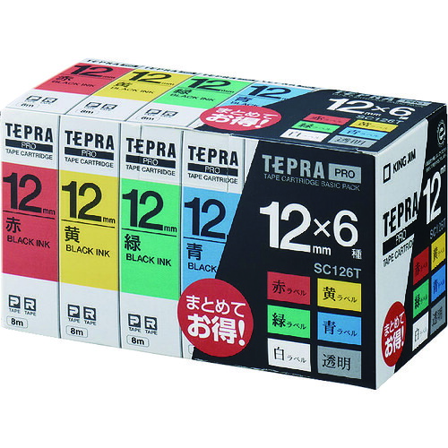 【対応・送料無料】 キングジム　テプラＰＲＯテ－プカ－トリッジ　幅１２ｍｍ　赤、黄、緑、青、白、透明