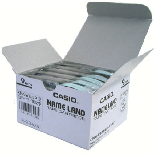 【対応・送料無料】 カシオ　ネームランド用スタンダードテープ５本入り９ｍｍ