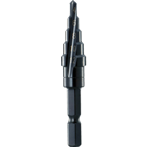【対応・送料無料】 ＴＲＵＳＣＯ　六角軸ステップドリル　２枚刃黒染め表面処理　４～１２ｍｍ