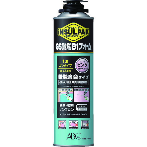 【対応・送料無料】 ＡＢＣ　簡易型発泡ウレタンフォーム　１液ガンタイプ　インサルパック　ＧＳ難燃Ｂ１フォーム　７５０ｍｌ　フォーム色：ピンク