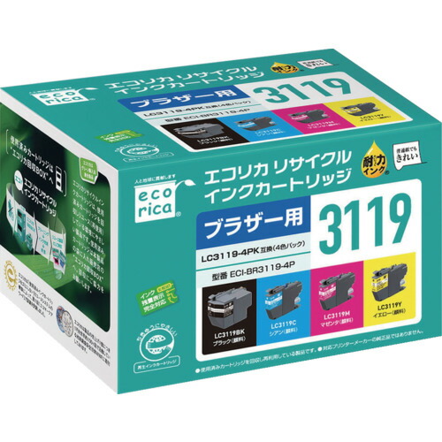 ｅｃｏｒｉｃａ ＬＣ３１１９－４ＰＫ 取り替えっこリサイクルインクカートリッジ (ECI-BR3119-4P)