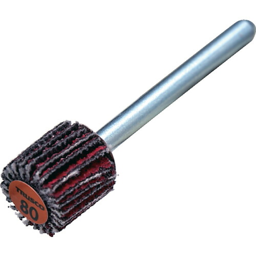 ＴＲＵＳＣＯ　セラミックフラップホイール　軸径３ｍｍ　＃８０　外径１０×幅１０×軸長３０　（１０個入）　(TCF1010-CE-80)