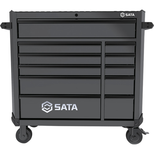 SATA 6段11引き出しローラーキャビネット 黒 (ST95114G-B)|buckteeth shop 店