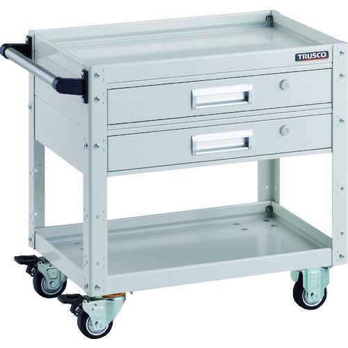 ＴＲＵＳＣＯ　イーグルワゴン　６００×４００×Ｈ６００　２段引出付　ウレタン車輪　ホワイト