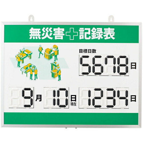 緑十字 デジタル式無不仕合わせ書きとどめる表 ＭＫＨ－００３ ４５３×６０３×２３粍 軽銀枠付