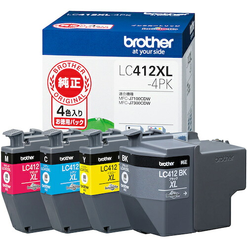 ブラザー　ＬＣ４１２ＸＬ－４ＰＫ　インクカートリッジ　４色パック（大容量）