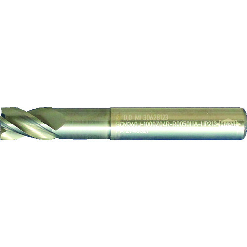マパール　超硬ラジアスエンドミル　ＯｐｔｉＭｉｌｌ－ＨＰＣ－ＣＲ　不等分割・不等リード４枚刃　ラジアス　刃径１０ｍｍ　刃長１５ｍｍ　全長７２ｍｍ　シャンク径１０ｍｍ