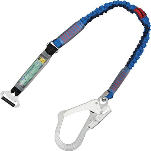 ＴＳＵＹＯＲＯＮ　胴ベルト型墜落制止用器具用副ランヤード（伸縮タイプ）ノビロン（ＢＬ）ショックアブソーバ＋連結環ＦＬ－５１・フックＦＳ－９３－１　Ｄ環止めなし