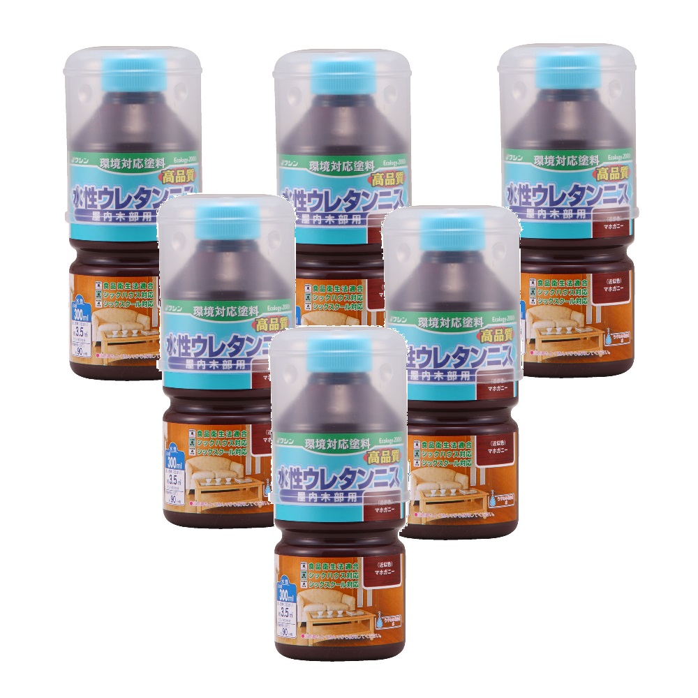 和信ペイント 水性ウレタンニス マホガニー 300ml 6缶セット|buckteeth shop 店