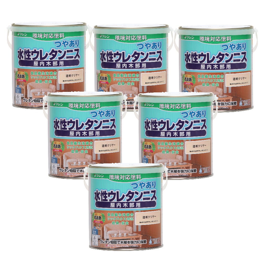 和信ペイント 水性ウレタンニス 透明クリヤー 0.7L ６缶セット｜buckteeth shop 店