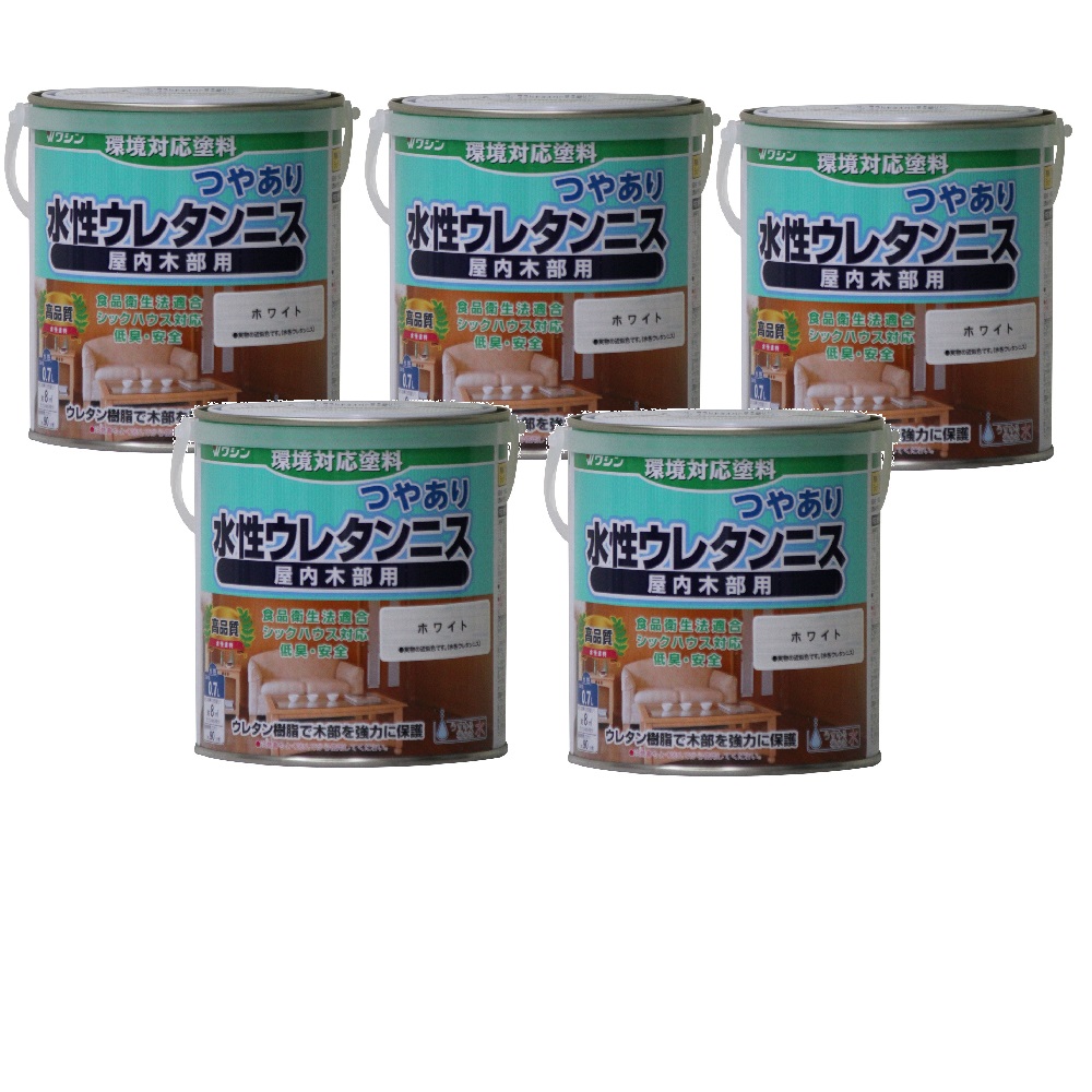 和信ペイント 水性ウレタンニス ホワイト 0.7L 5缶セット