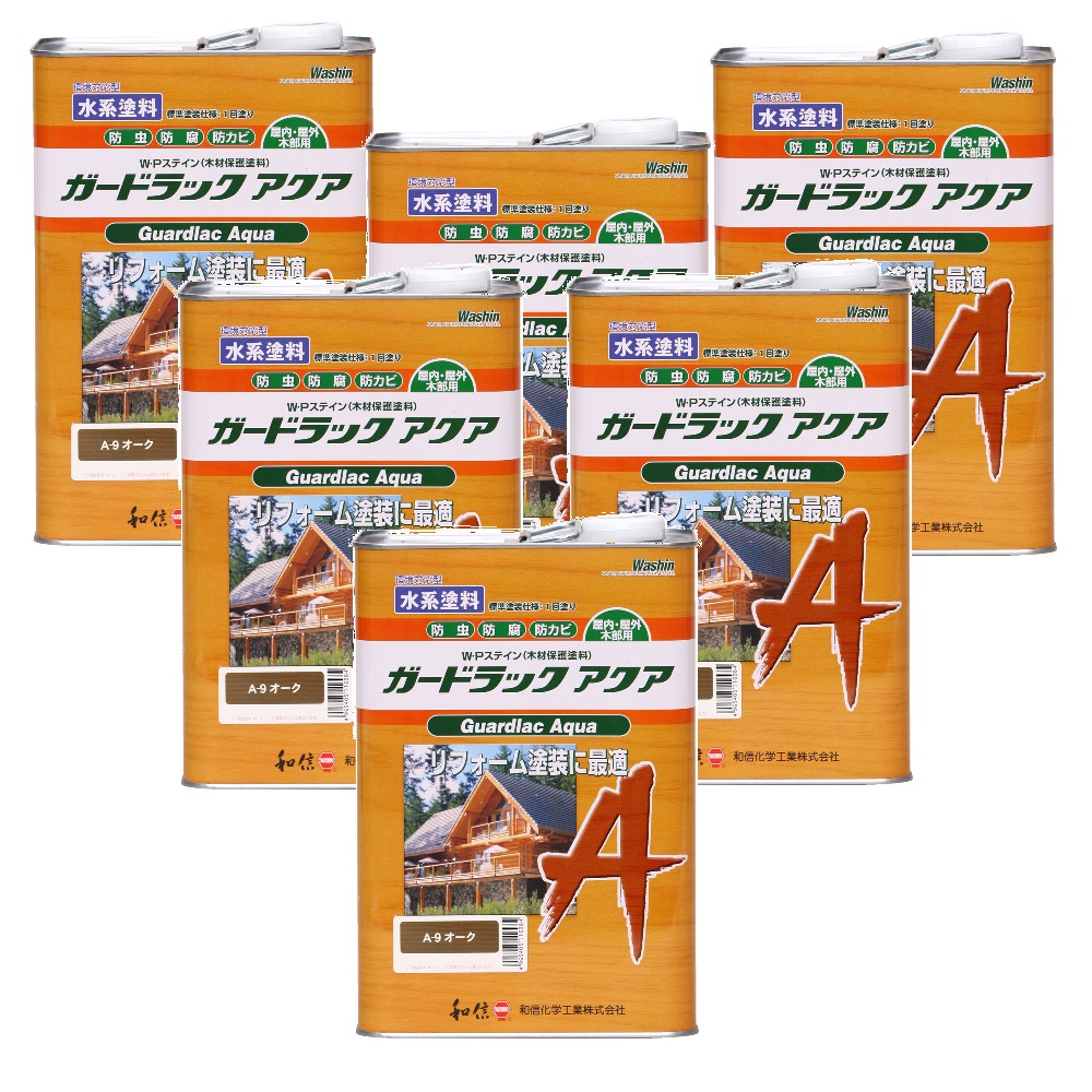 和信ペイント ガードラック アクア Ａ&minus;９ オーク 3.5kg ６缶セット｜buckteeth shop 店