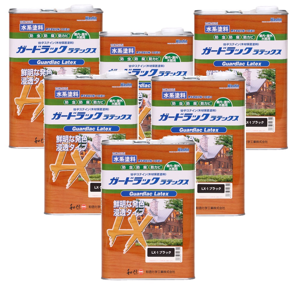 和信ペイント ガードラック ラテックス ＬＸ－１ ブラック 3.5kg ６缶セット
