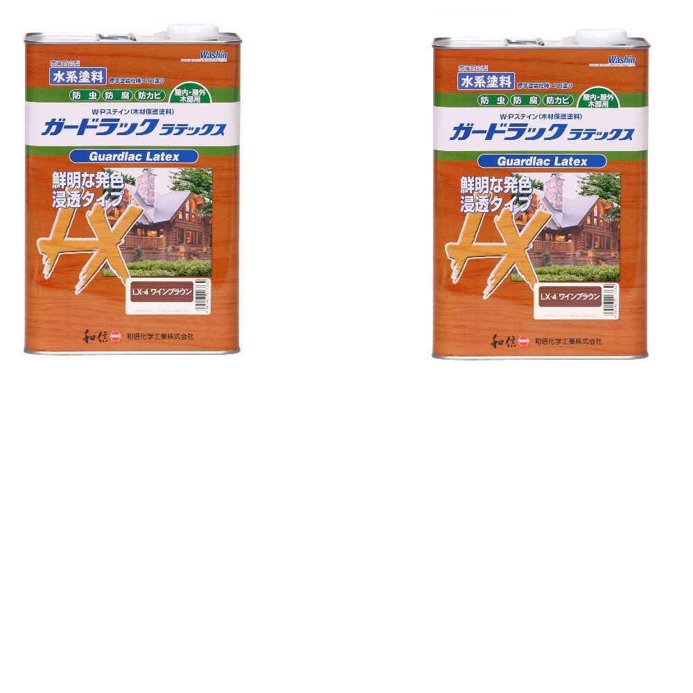 和信ペイント ガードラック ラテックス Ｌｘ&minus;４ ワインブラウン 3.5kg ２缶セット｜buckteeth shop 店