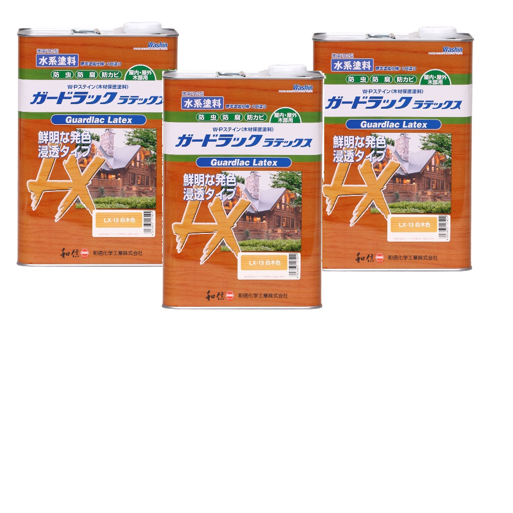 和信ペイント ガードラック ラテックス ＬＸ&minus;１３ 白木色 3.5kg ３缶セット｜buckteeth shop 店