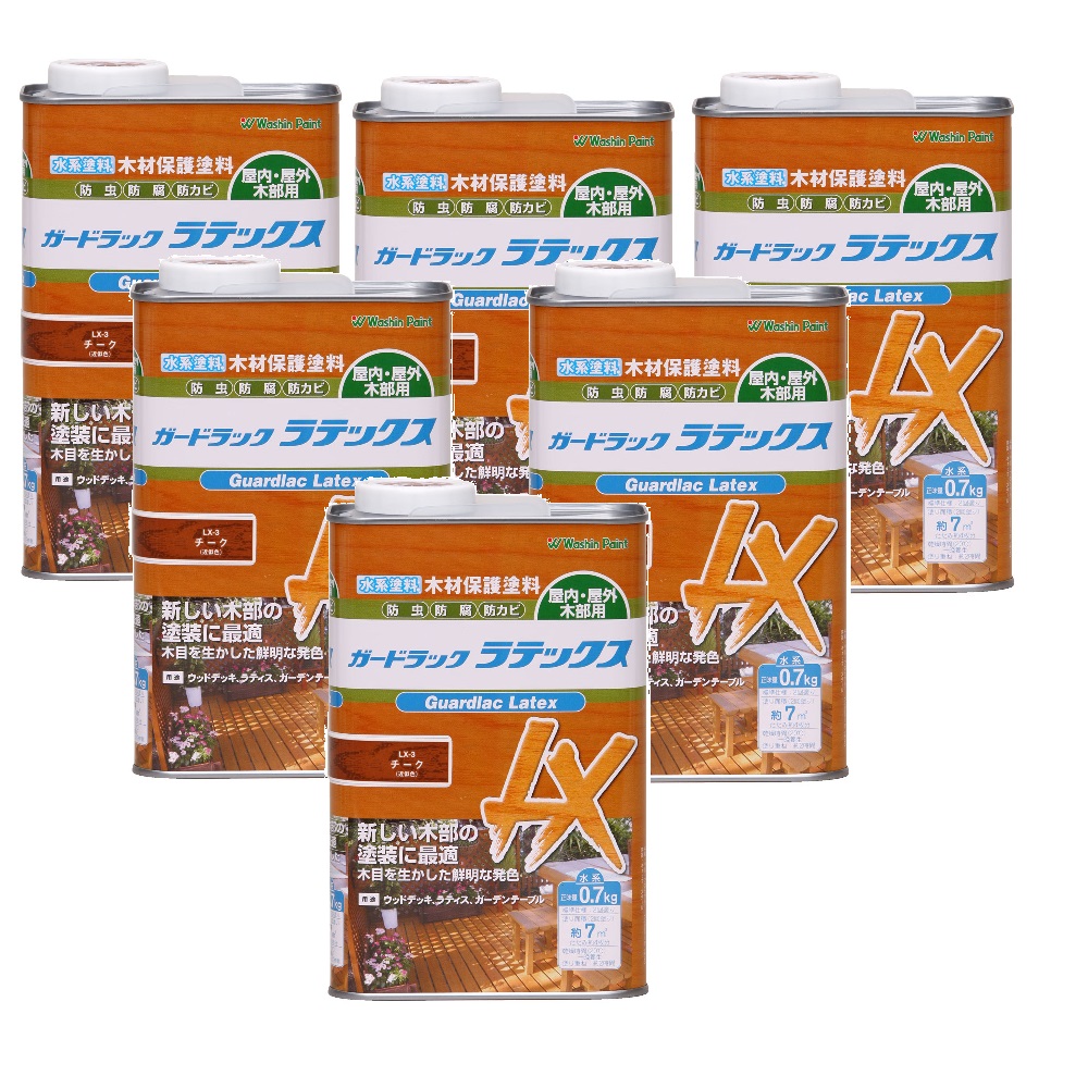 和信ペイント ガードラック ラテックス LX−3 チーク 0.7kg 6缶セット|buckteeth shop 店
