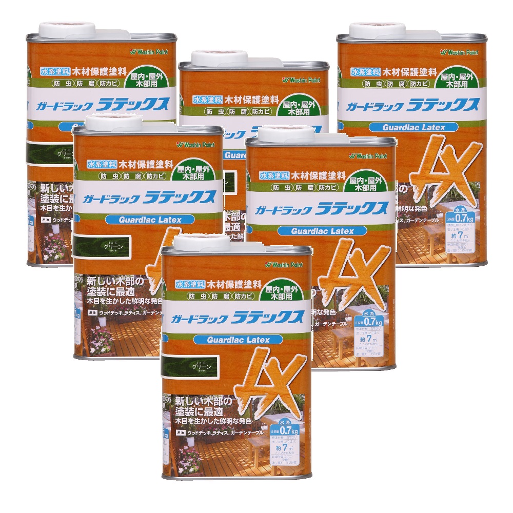 和信ペイント ガードラック ラテックス LX−6 グリーン 0.7kg 6缶セット|buckteeth shop 店
