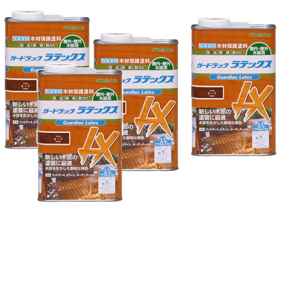 和信ペイント ガードラック ラテックス ＬＸ－９ オーク 0.7kg ４缶セット
