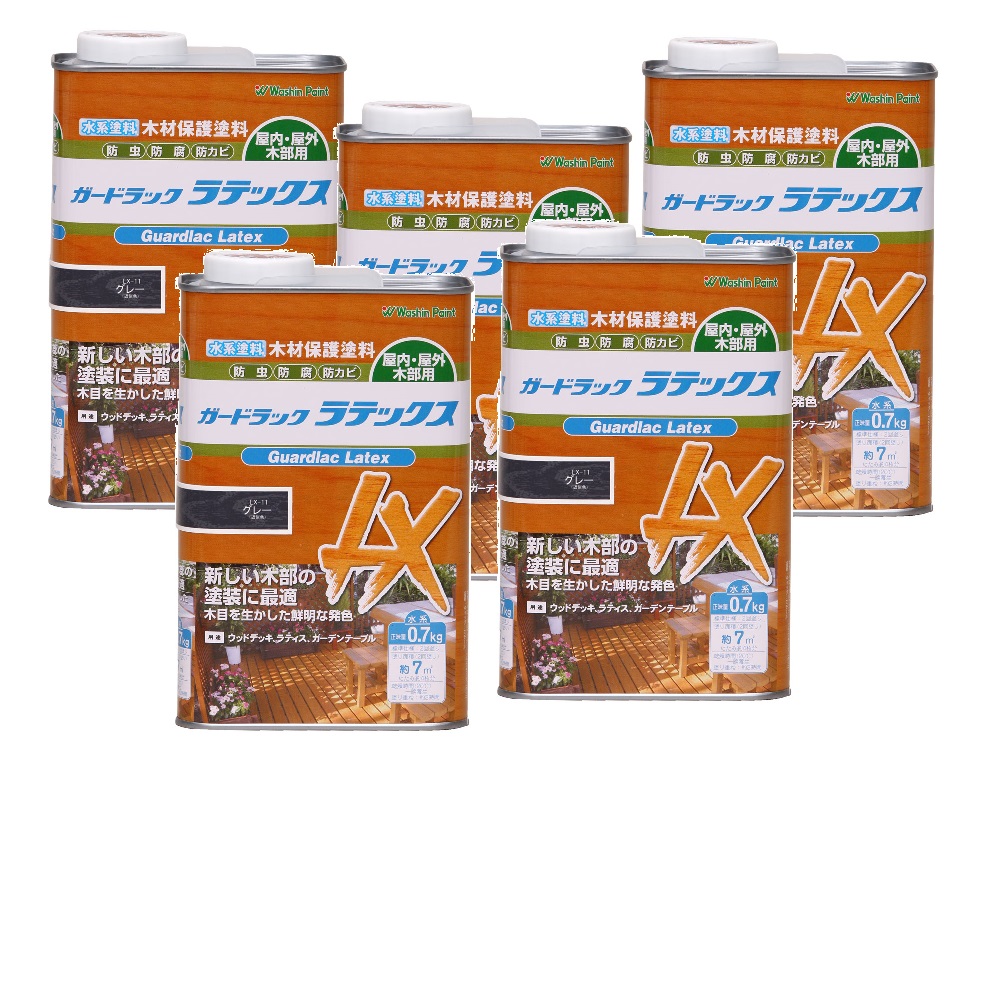 和信ペイント ガードラック ラテックス ＬＸ－１１ グレー 0.7kg ５缶セット