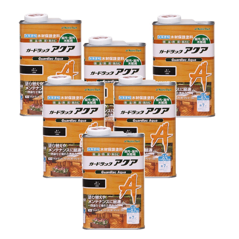 和信ペイント ガードラック アクア A−1 ブラック 0.7kg 6缶セット|buckteeth shop 店