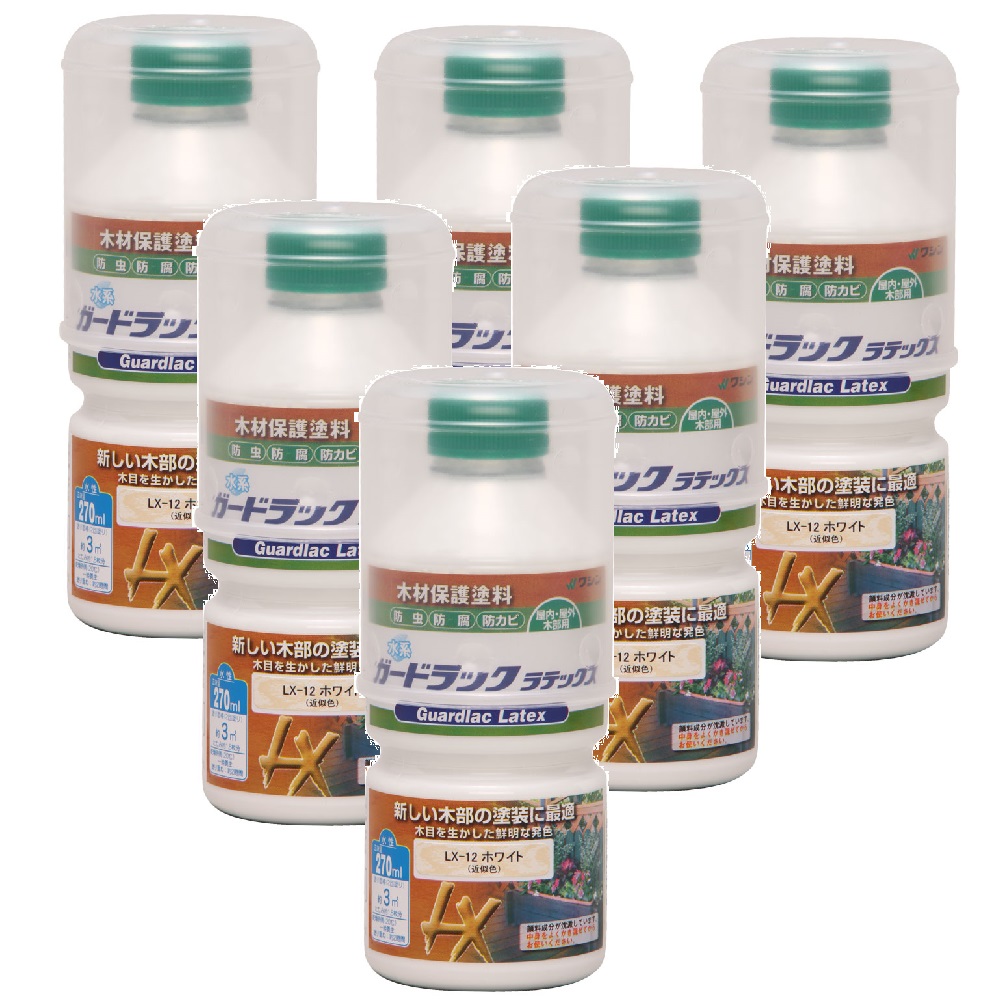 和信ペイント ガードラック ラテックス ＬＸ&minus;１２ ホワイト 270ml ６缶セット｜buckteeth shop 店