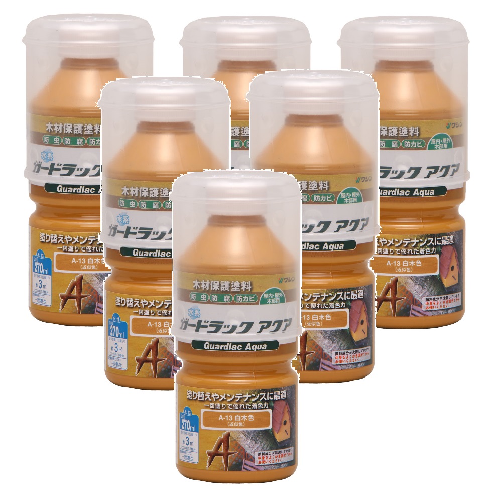 和信ペイント ガードラック アクア Ａ－１３ 白木色 270ml ６缶セット
